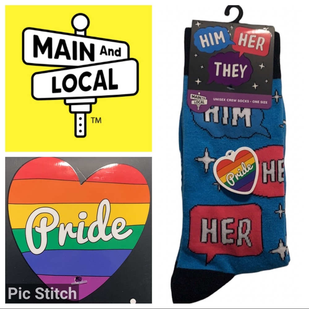 Unisex Pride “ Him, Her, Them “ Crew Socks